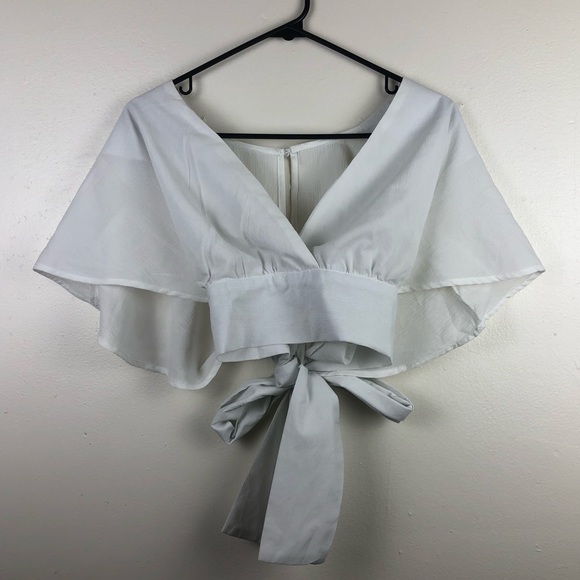 SHEIN Tops - Cute Boho Cropped White Top with Flowy Short Sleeves